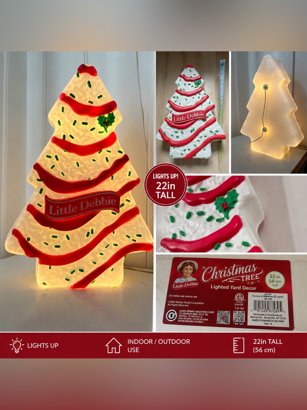 Little Debbie Christmas Tree Cake Lighted Yard Decor Blow Mold 22” Gemmy